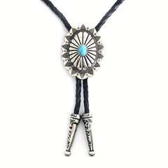 Vintage Turquoise Stone Bolo Tie Retro Mens Necktie