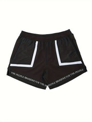 Men's Breathable Solid Shorts with Pockets Drawstring Elastic Waist
