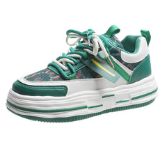 Colorblock Platform Sneakers Lace Up Running Shoes