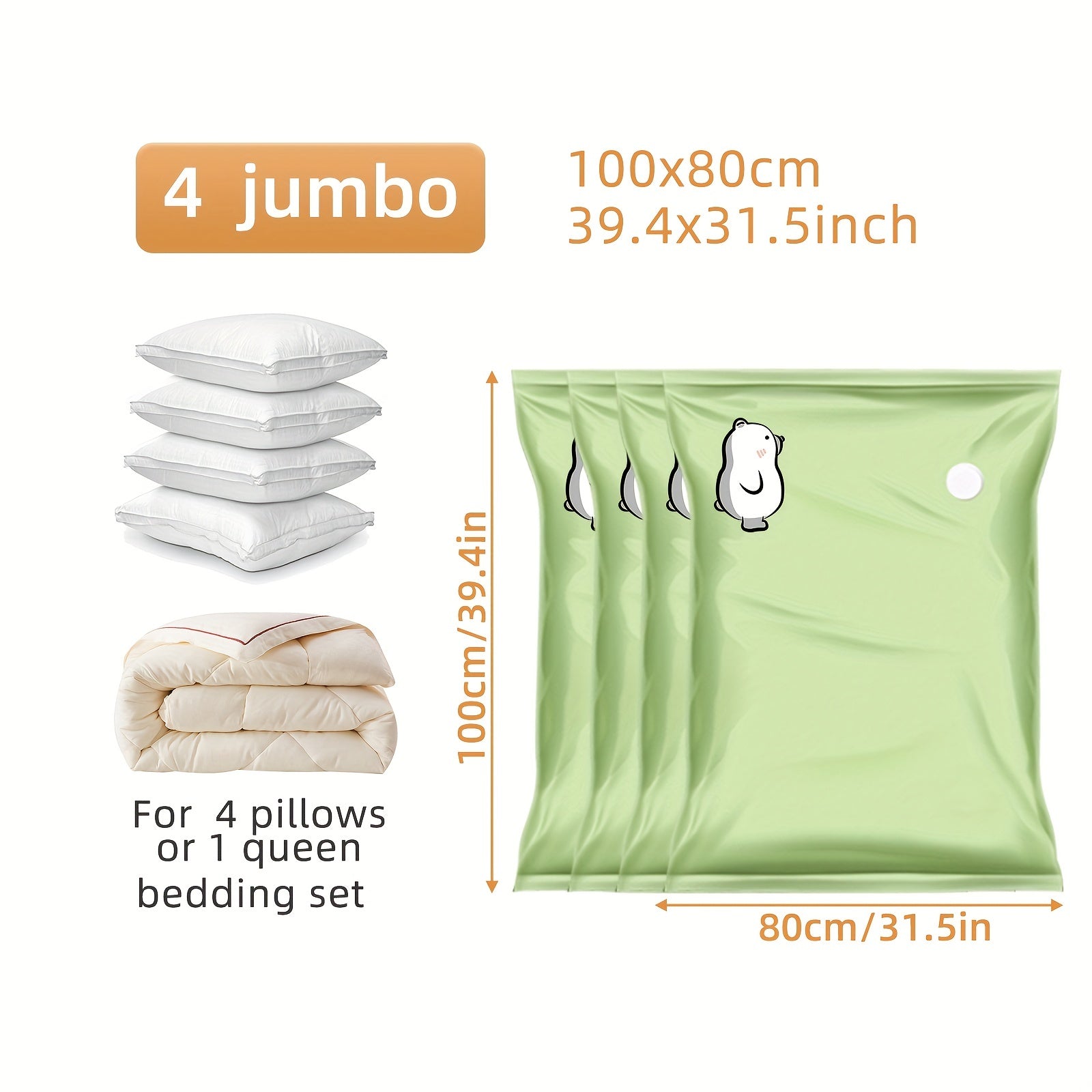 6pcs Vacuum Storage Bags Space Saving Bags Compression Storage Bags