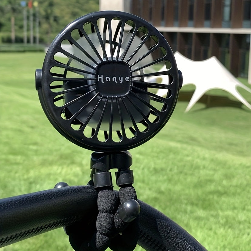 USB Rechargeable Portable Fan Octopus Mini Luminous Fan Stand Wind 3 Speeds