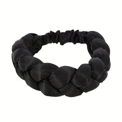 Satin Twisted Braided Headband Women Turban Elastic Solid Head Wrap Hairband