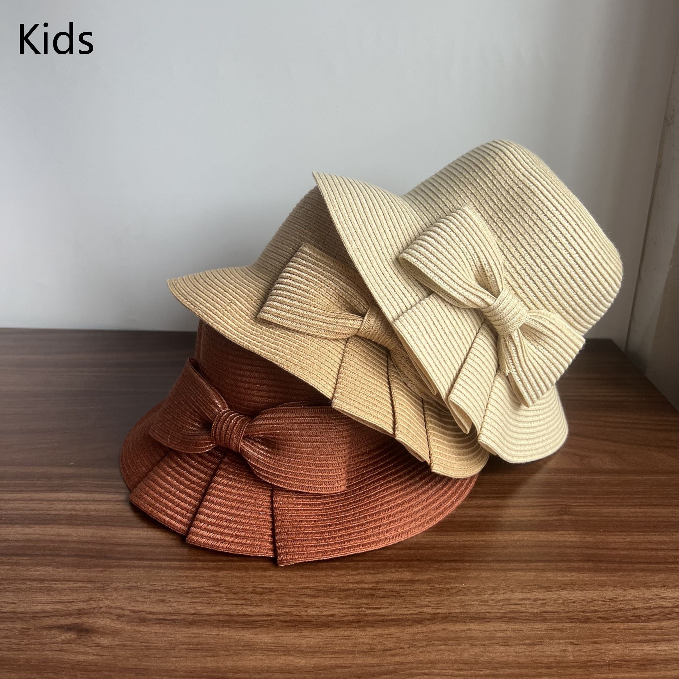 Kids Summer Sun Hats with Butterfly Knot and Small Brim