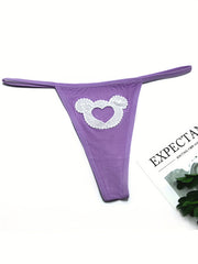 5pcs Heart Pattern Thongs Sexy Intimates Panties Women's Lingerie