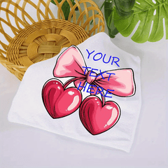 Personalized Wedding Handkerchief with Pink Bow & Heart