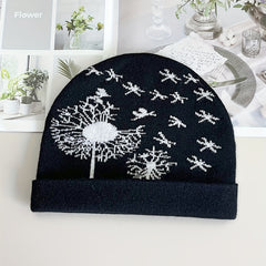 Dandelion Jacquard Beanie Soft Knit Hat Hip Hop Warm Skull Cap
