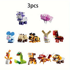 3pcs Animal Building Blocks in Vibrant Colors