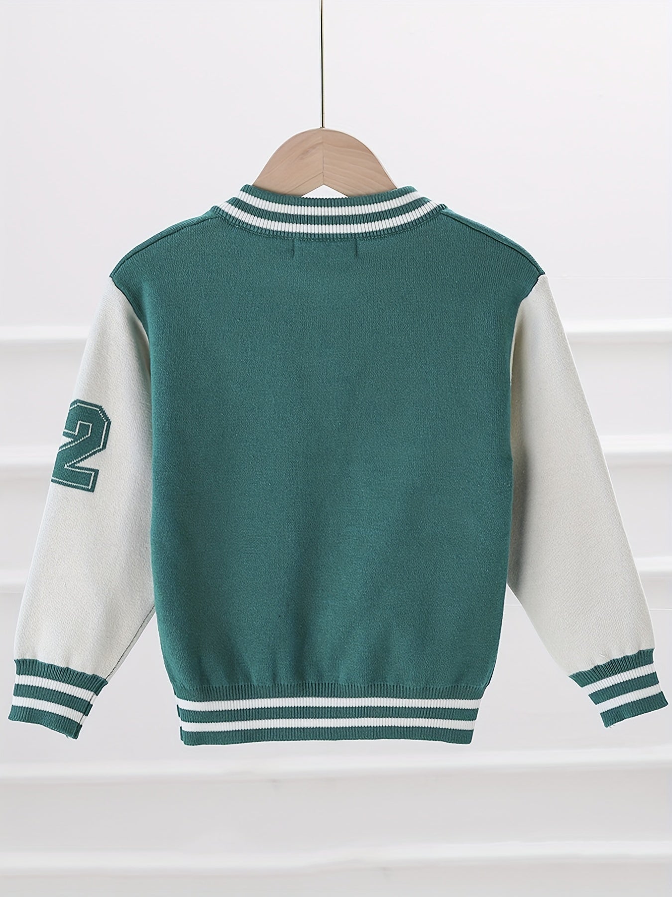 Boys Knit Baseball Collar Varsity Jacket
