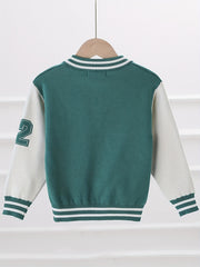 Boys Knit Baseball Collar Varsity Jacket