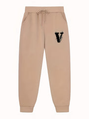 Men's V Print Joggers With Pockets Stretch Waist Casual Pants