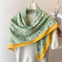 Floral Print Shawl Large Satin Square Scarf Bandana Turban
