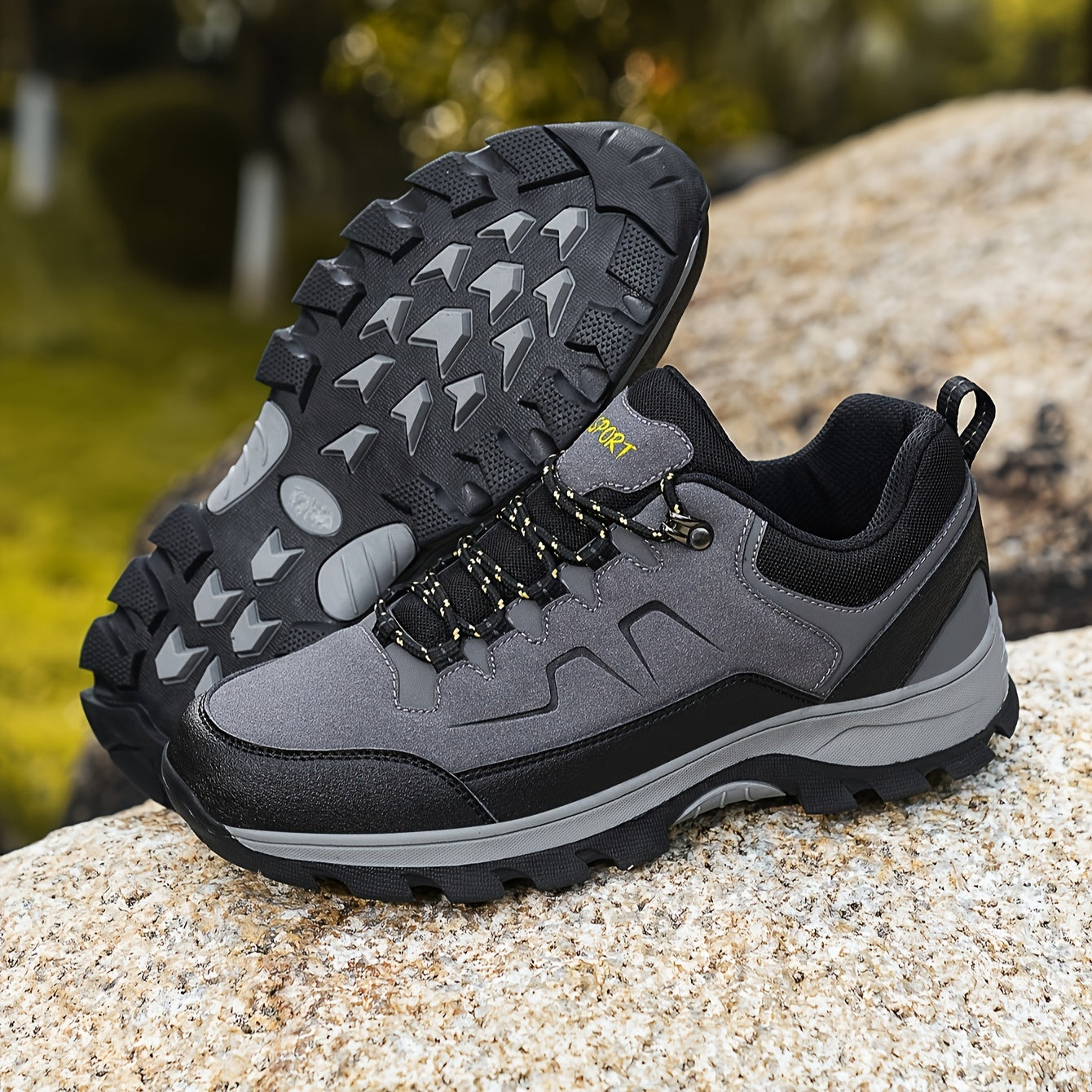 Men's Low Top Hiking Boots Non Slip Lace Up Shoes For Outdoor Activities