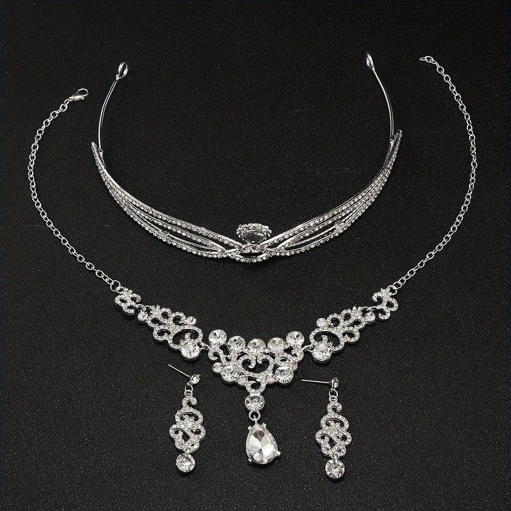 Rhinestone Headband Earrings Set Bridal Hair Accessories