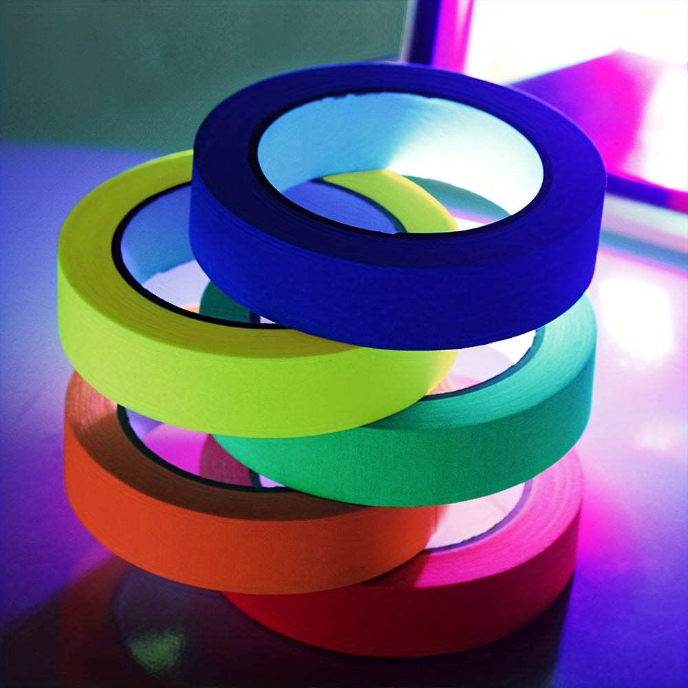 6pcs Fluorescent UV Cotton Tape High Viscosity Luminous Purple Light Tape