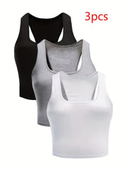 3 Pack Plus Size Racer Back Tank Top Set