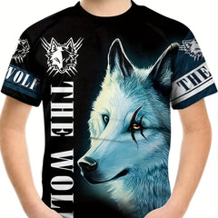 Boy's Wolf Graphic T-shirt Breathable 3D Print Loose Tee