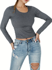 Women's Long Sleeve Crew Neck T-Shirt Soft Casual Sports Top