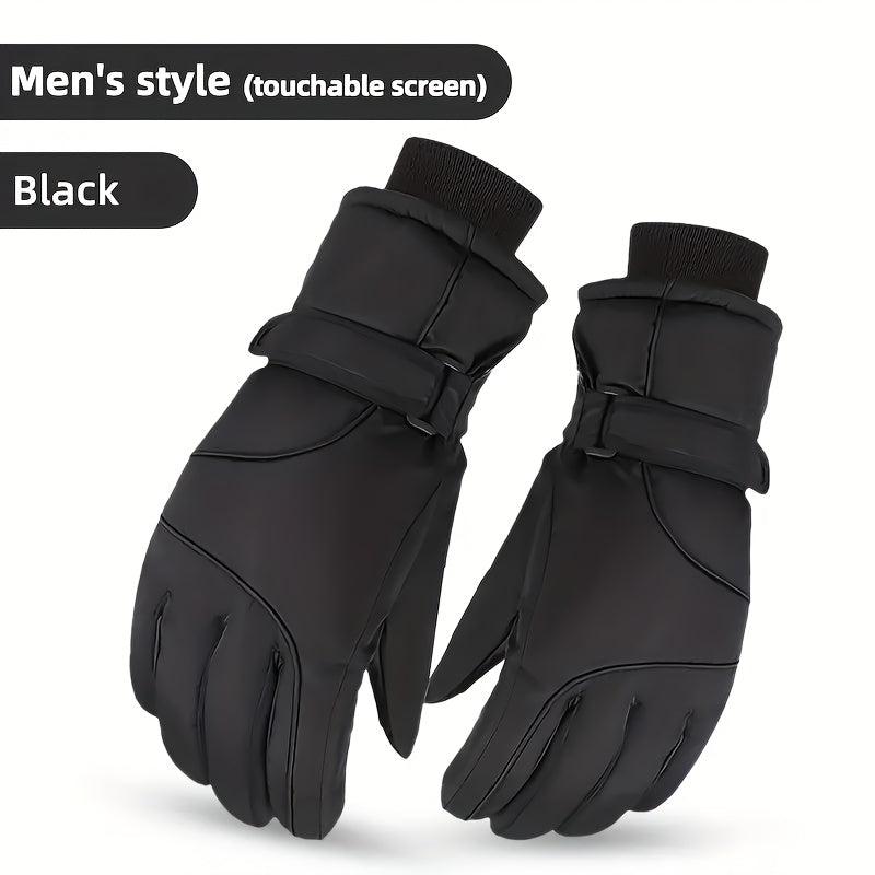 Men's Winter Touch Screen Windproof Warm All Finger Gloves for Skiing Cycling