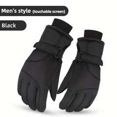 Men's Winter Touch Screen Windproof Warm All Finger Gloves for Skiing Cycling