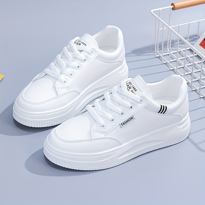 Women's Platform Skate Shoes Height Increasing Lace Up Non Slip Sneakers