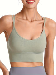 Sports Bra Women's Plus Solid Shockproof Crisscross Back Running Yoga