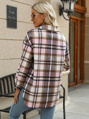 Plaid Print Long Sleeve Shirt Button Casual Sports Shirts Top For Fall