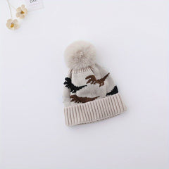Dinosaur Knitted Hat with Ear Protection for Baby Boys and Girls