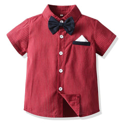 Boys Striped Shirt Short Sleeves Casual Spring And Summer