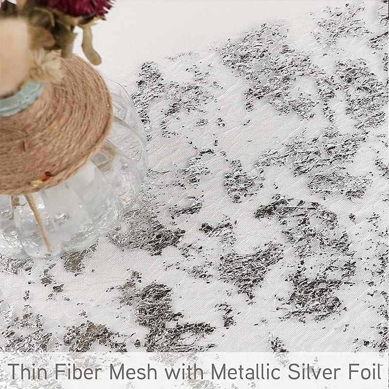 Rectangular Silver Thin Gauze Tablecloth