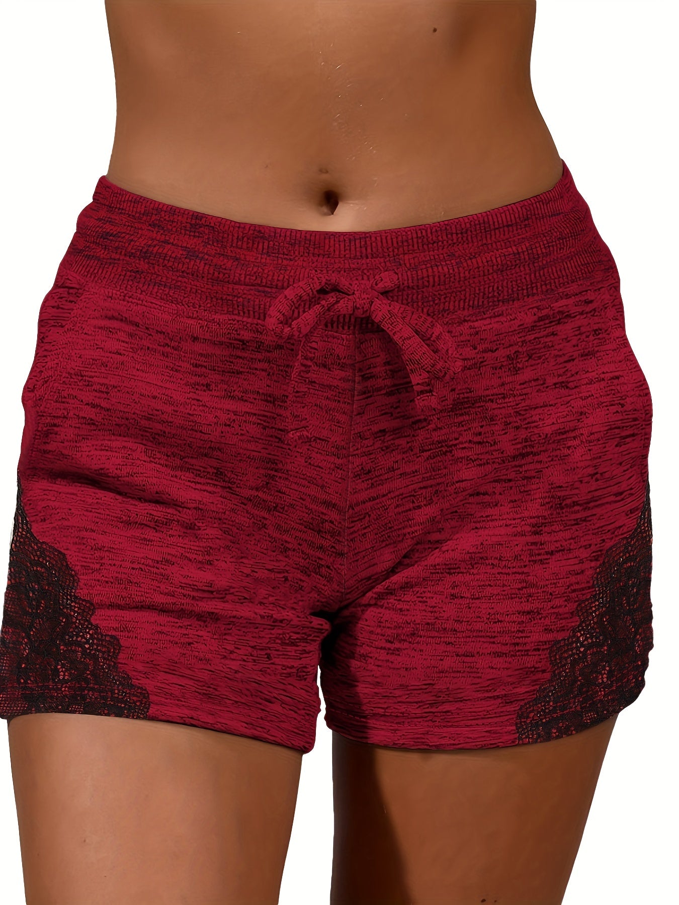 Lace Contrast Summer Loose Shorts Casual Pockets Beach Shorts