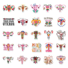 50pcs Uterus Flower Stickers Self-adhesive Waterproof DIY Doodle Stickers
