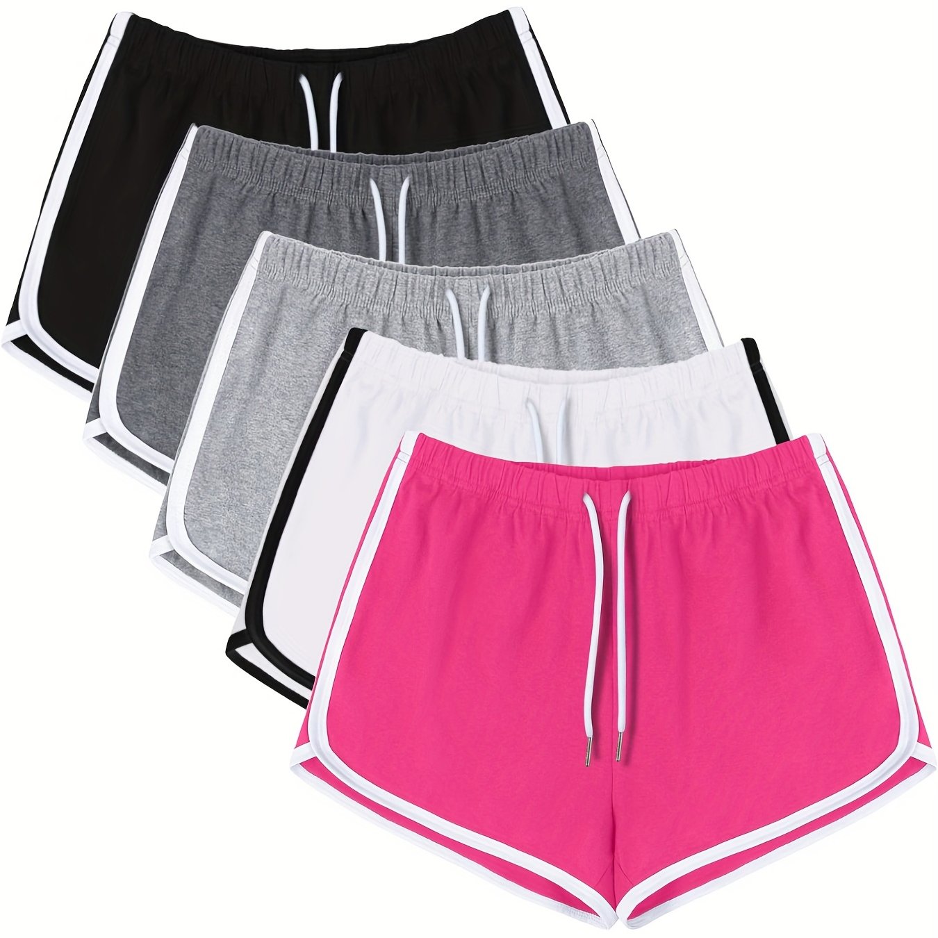 5pcs Women's Drawstring Yoga Shorts Comfortable and Breathable Activewear