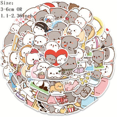 60pcs Kitten Cartoon Stickers for Luggage Notebook Water Bottles Decals