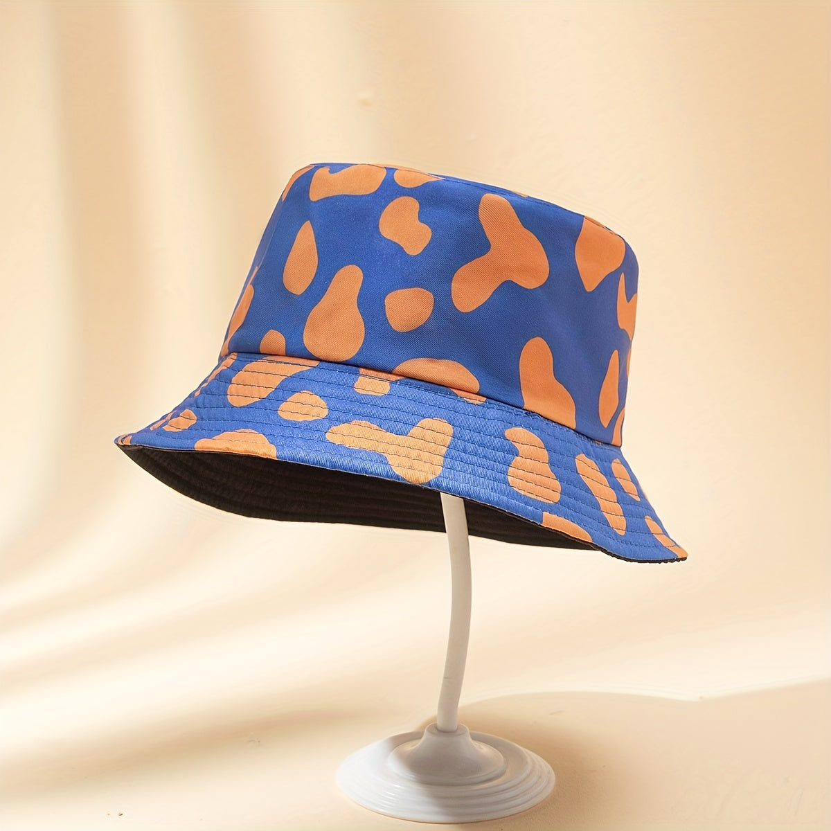 Cartoon Spots Print Bucket Hat Reversible Foldable Basin Hat
