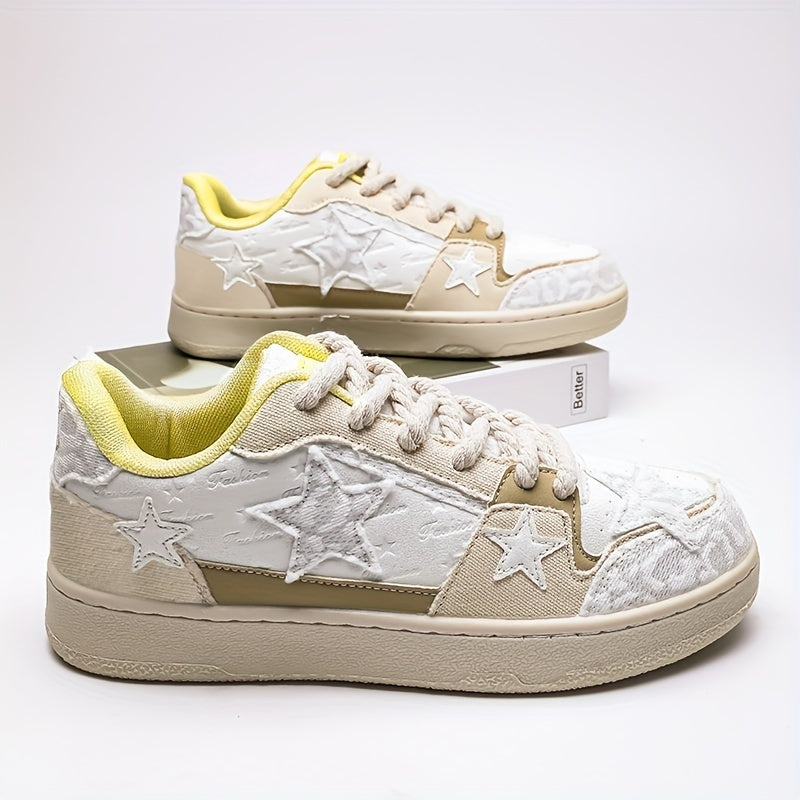 Men's Mesh Star Distressed Canvas Skate Shoes