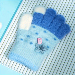 Girls' Baby Knitted Crystal Yarn Star Gloves