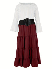 Bell Sleeve Corset Maxi Dress