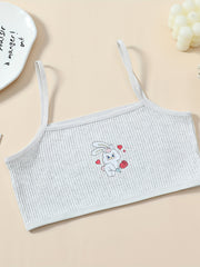 3pcs Girl's Elastic Soft Bras Cartoon Graphic Undershirts Set For 9-14 Years
