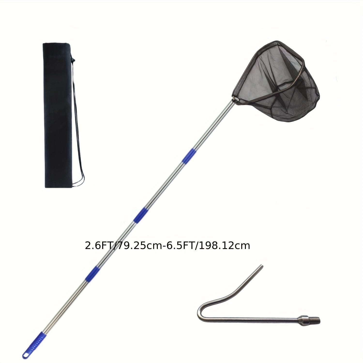 Portable Fishing Landing Net w/ Telescoping Pole Handle for Freshwater