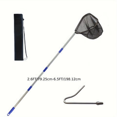 Portable Fishing Landing Net w/ Telescoping Pole Handle for Freshwater