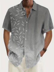 Leaf Print Men's Hawaiian Shirt for Summer Vacation Resort
