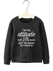 Attitude Letter Pattern Round Neck Sweatshirt for Girls