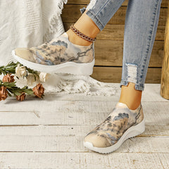 Women's Ink Painting Pattern Knit Walking Shoes