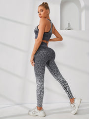 Leopard Print Workout Set: Crop Tank Top & Running Leggings