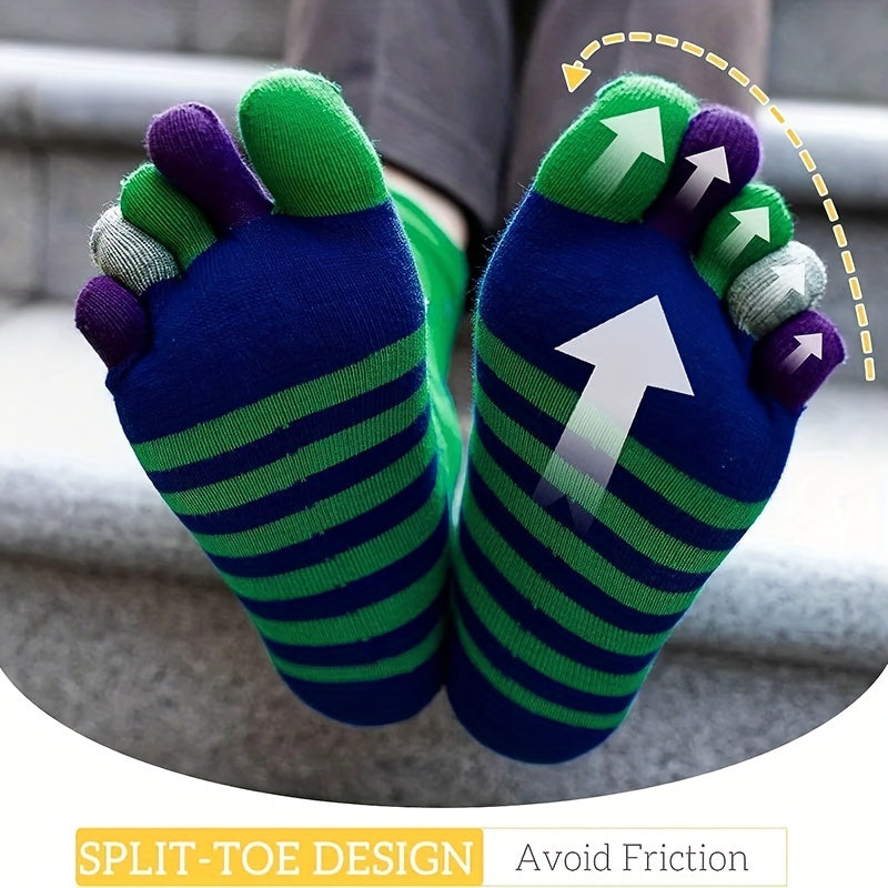 Striped Cotton Toe Socks for Sports, 1 Pair