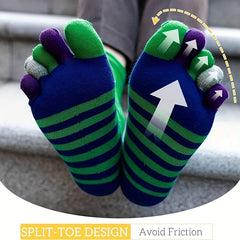 Striped Cotton Toe Socks for Sports, 1 Pair