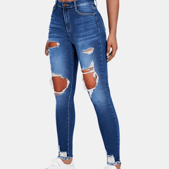 High Waist Distressed Skinny Jeans Casual Denim Pants