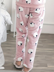 Sheep Print Sleep Bottoms & Fuzzy Pants Women's Loungewear