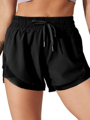 Casual Solid Drawstring Shorts Elastic Waist Loose Pocket Shorts