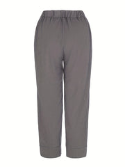 Button Front Cropped Pants for Women